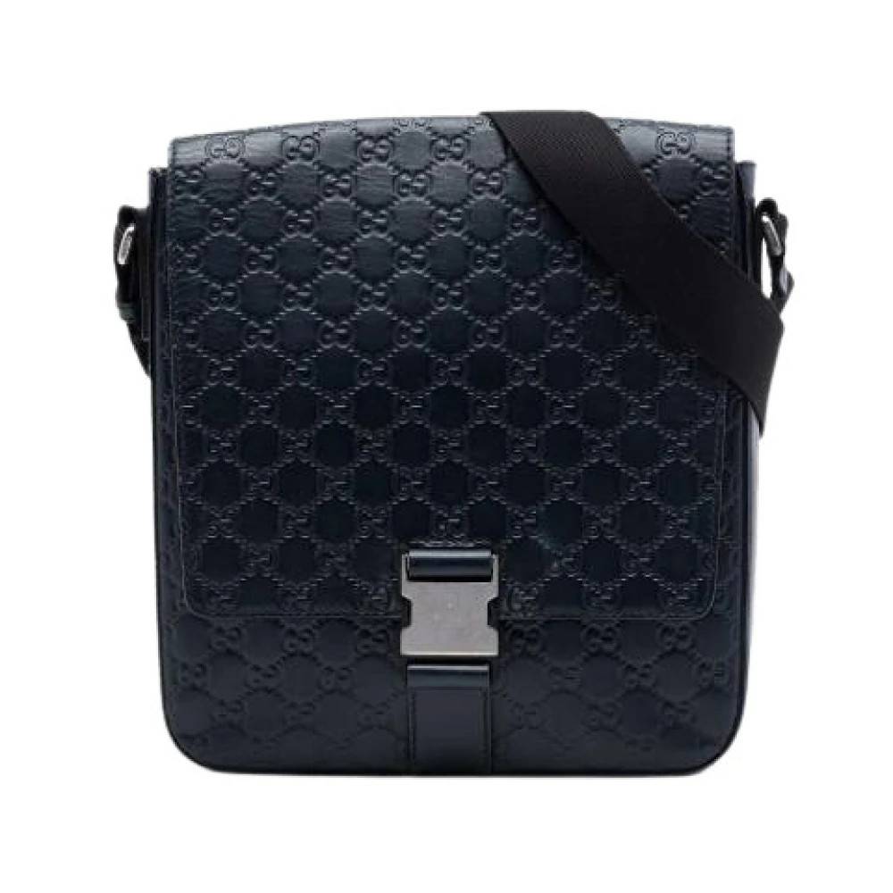 Gucci Vintage Pre-owned Præget Læder Skuldertaske - Vintage - Herre - Blå - ONE SIZE - Uld
