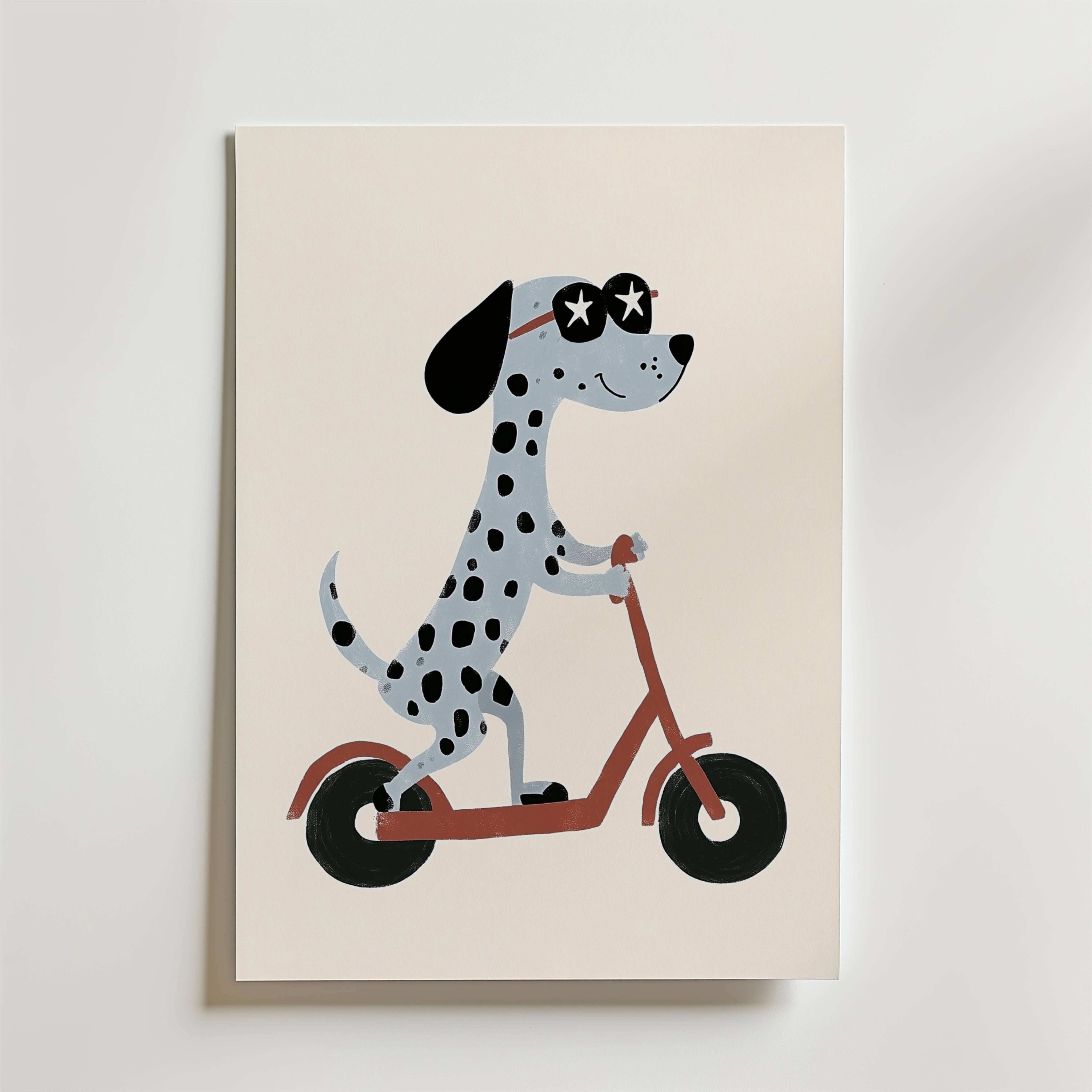 Cool Scooter Pup Poster - Premium Canvas 21x30 cm