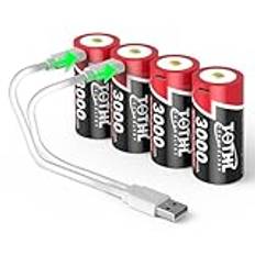TQTHL 4-pack USB 3 V litiumbatteri CR123 123A CR17345 High Power Litium batterier med inbyggd PTC för blixt-kameror leksaker larmsystem mikrofoner