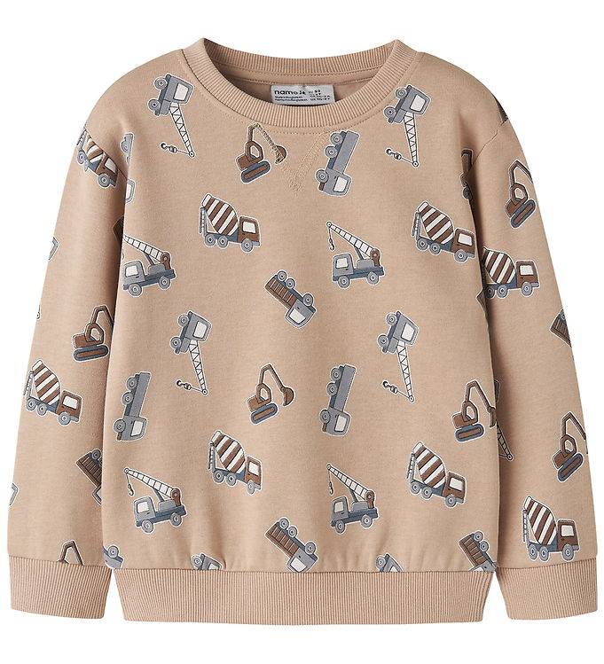 Name It Sweatshirt - NmmVimo - AOP - Sesam/Grävmaskin - Name It - 2 år (92) - Sweatshirt