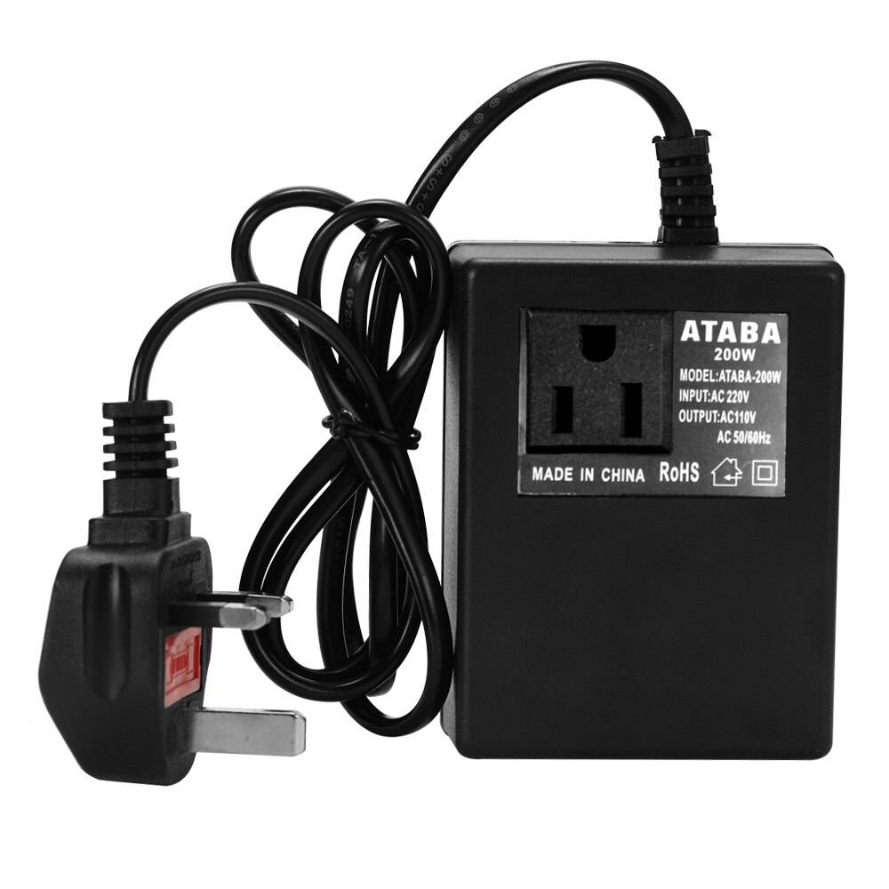 Elektronisk transformatoradapter hushålls 200w ac 220 v to 110 v -stegs transformator spänningsomvandlare reseadapter - Uk-kontakt