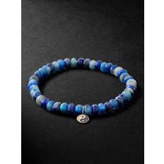 Sydney Evan - Small Yin Yang Rhodium-Plated Multi-Stone Beaded Bracelet - Men - Blue