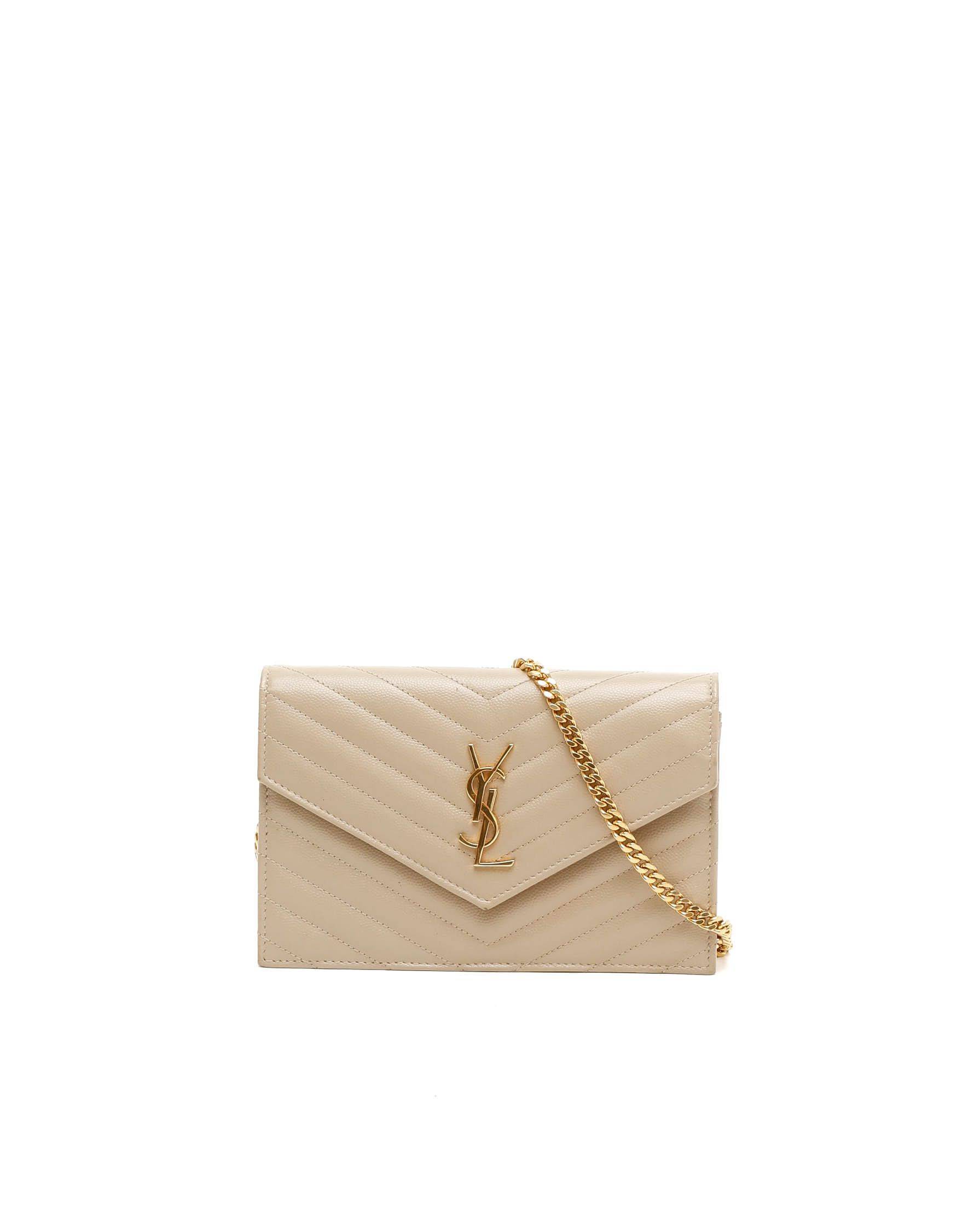 Saint Laurent Cassandre Wallet On Chain Bag - Beige (One Size)