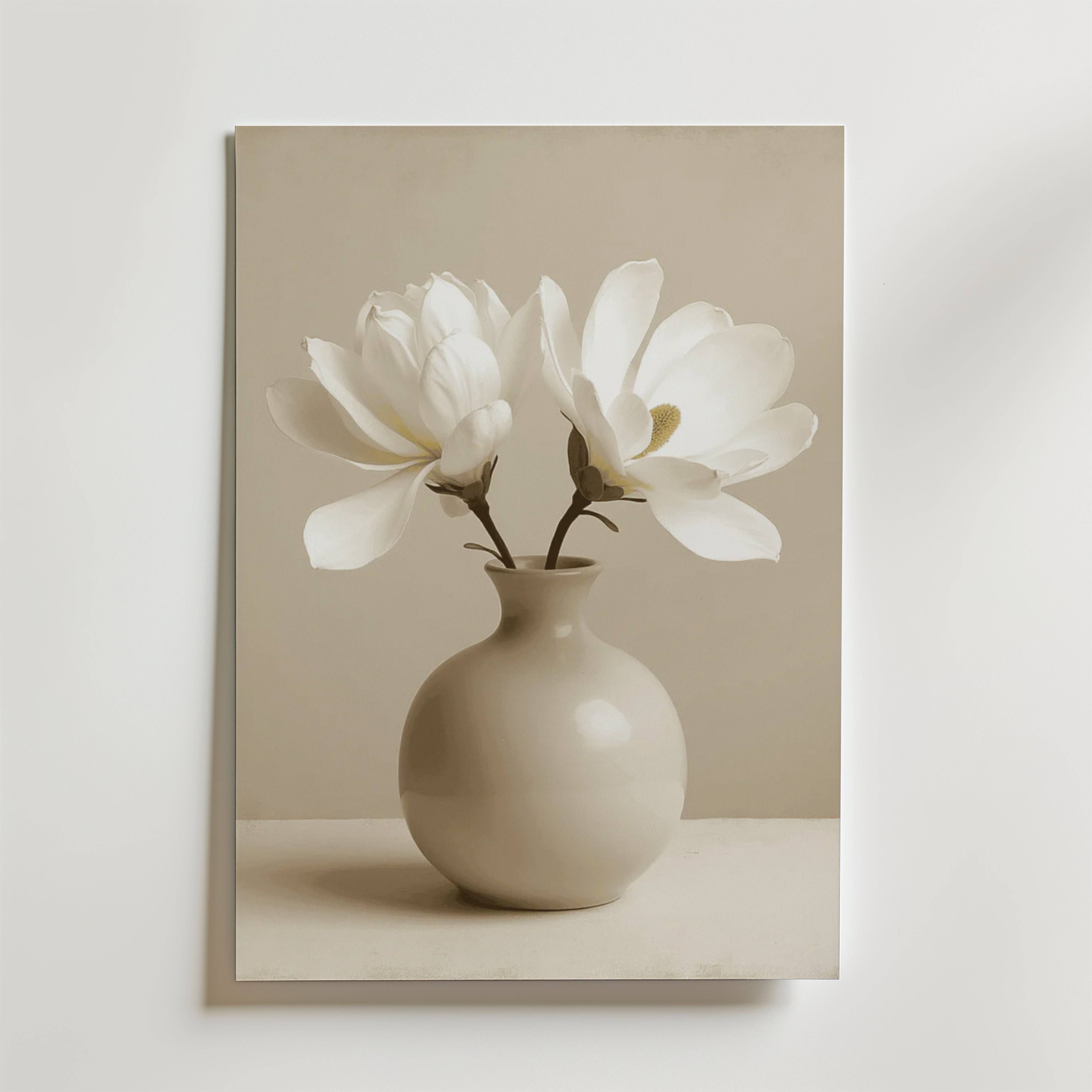 Elegant Ceramic Vase White Magnolia Poster - Fine Art Poster 40x50 cm