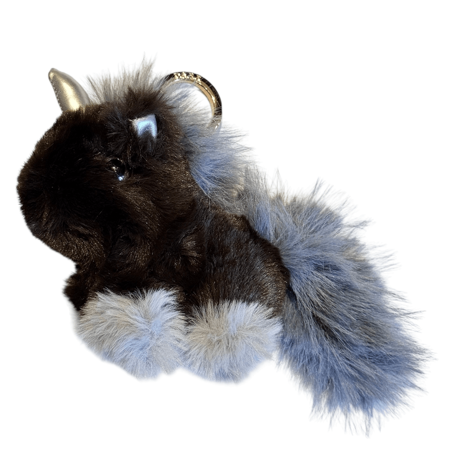 DARK Unicorn Bag Charm Chocolate Brown & Cool Blue