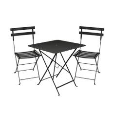 Fermob - Bistro matgrupp bord 71cm & 2 metall stolar liquorice - Matgrupper utomhus