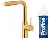 (ComputerSalg) Køkkenbatteri KFA DUERO PURE BASIC pull-out med vandfilter og udtrækkelig tud + filter-sæt PROFINE BLUE S, børstet guld