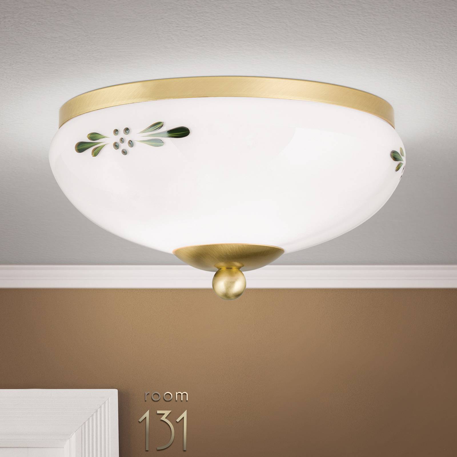 ORION Taklampa Landhaus, dimbar, Vitt / opal, Vardagsrum / matsal, Glas, Lantlig / rustik, Taklampa