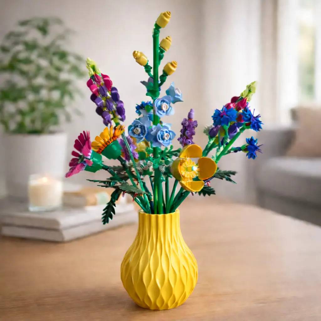 Vase til LEGO blomster / Kunstige blomster – Bølge Design – 20 cm - Valgfri farve