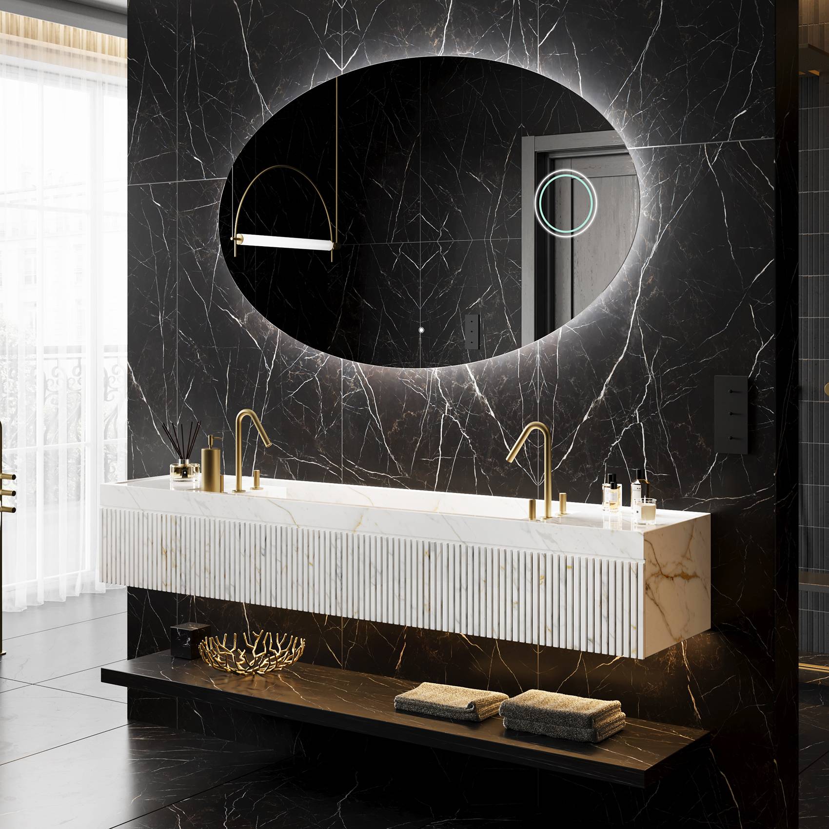 Badrumsspegel med LED-belysning Spegel L226 (70x50/130x80)