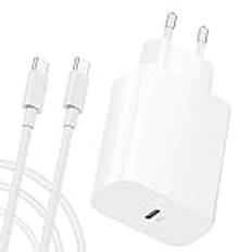 CREAPICO 20W USB C Laddare för iPhone 15/Pro/Max/Plus, USB C Strömadapter och 3M USB C Kabel, Snabbladdare med PD, Laddningskabel och Kontakt/Charger Kompatibel med Samsung Galaxy, Google Pixel, Också