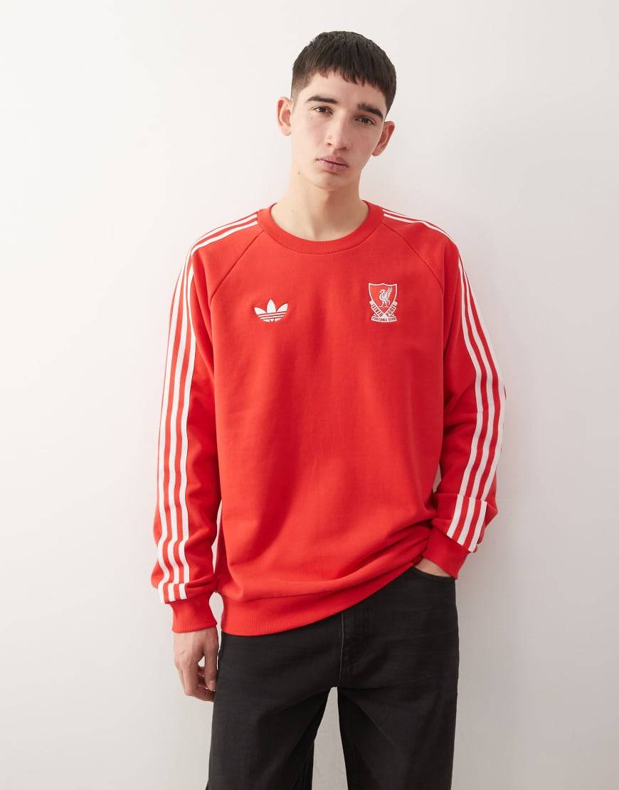 adidas Football - Liverpool - Rød og hvid trøje med lange ærmer - XL