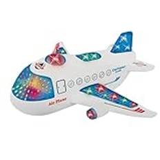Flygplansleksak med ljud och rörelse, mysterium Bump & Go, flygplan Jumbo Jet rörelseleksak kompatibel med Airbus 380 Boeing med ljus och ljud flygplan stor leksak