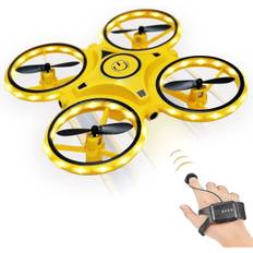 Minidrone för barn, gestkontrolldrönare, handmanövrerade drönare med sensor, inomhusdrönare för barn gul