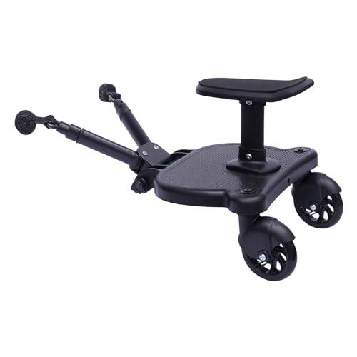 Buggy Board handvagn stegbräda för barnvagnar, universell Buggy board, stegbräda med ståbräda universell lämplig med säte för barn från 3 till 7 år, maximal belastning 25 kg svart