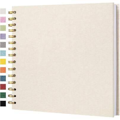 1 styck 8x8 tums premium linne scrapbookalbum, fönsterlös minnesbok med vita sidor, spiralbundet album, hårdpärm DIY-scrapbook, jubileumsminnesgåva DI