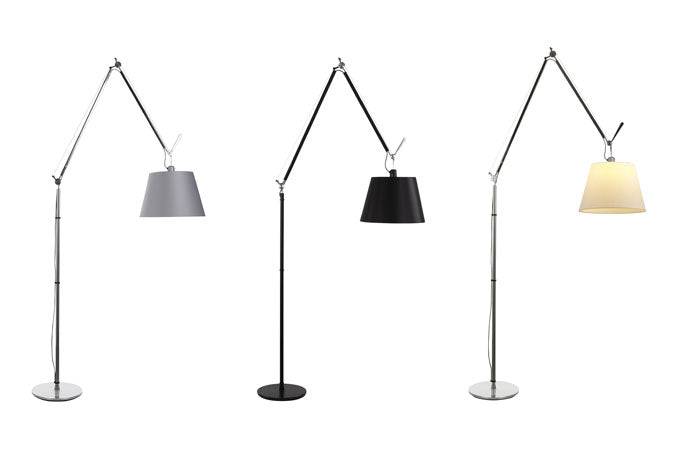 Tolomeo Mega Floor gulvlampe Artemide - Pachment 320 mm + poleret alu stel / Med lysdæmper