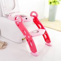 Jying Børns potte Uddannelse Toilet med Trin Taburet og håndtag foldbare og bærbare Baby Potte Infant Kids Toilet Training Seat Pink