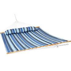 Sunnydaze 2 Person Quilt Fabric Hammock with Spreader Bar 450 lb Capacity Misty Beach
