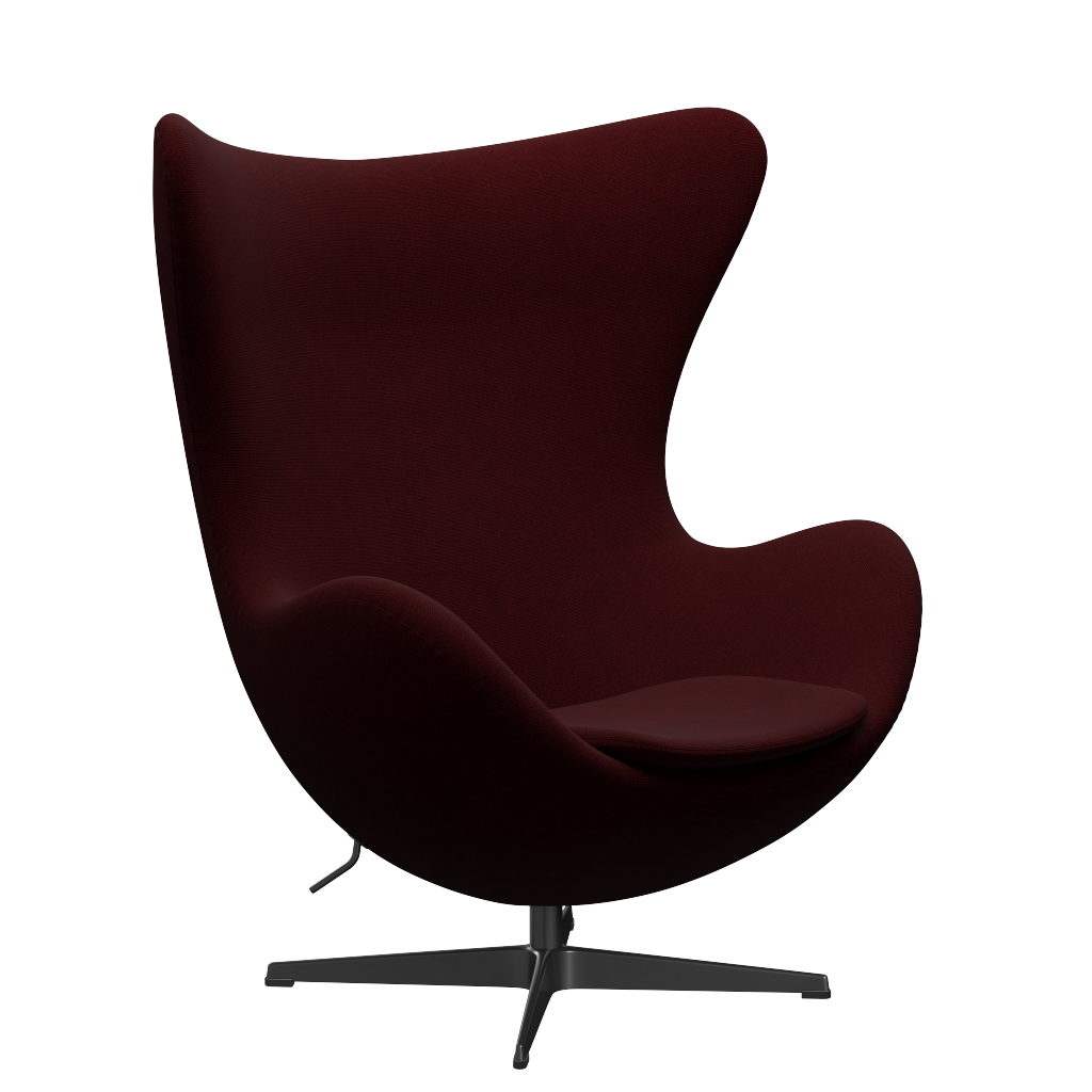 3316 Ægget loungestol, stel i sort af Arne Jacobsen Hallingdal - 694 Wine Red - Jacobsen Plus