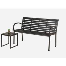 Havebænk sort metal 124 cm
