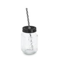 Mugg Zeller Med Sugrör Glas/Metall/Plast