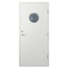 Ytterdörr Jennifer - med runt fönster 8x20 Vänsterhängd Cotswoldglas Vit NCS S0502-Y