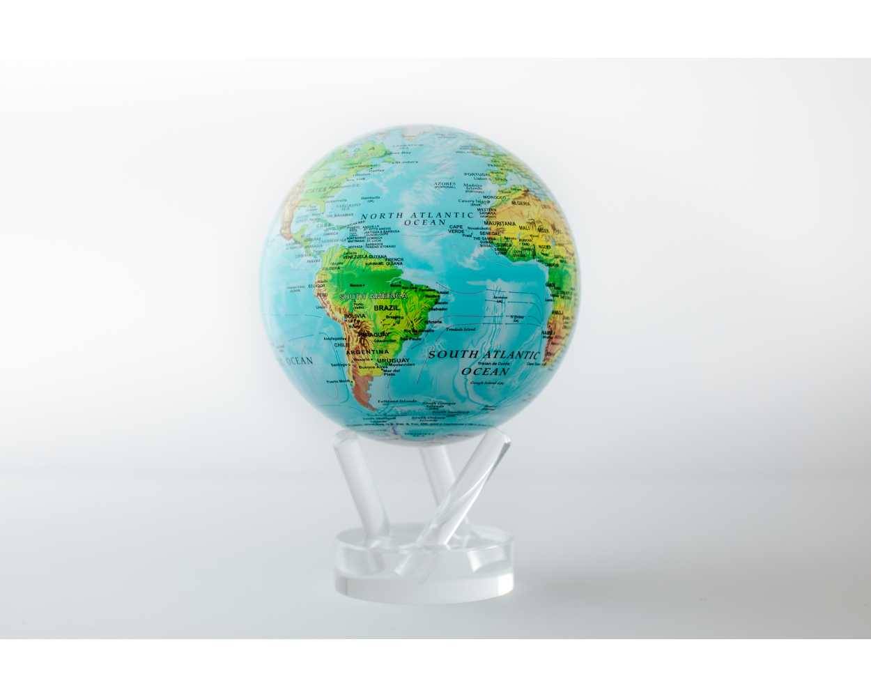 MOVA Globe - Roterende globus drevet af solceller - Jorden - Relief Map - Blue Diameter: 8,5" / 21,6 cm
