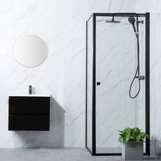Brusehjørne Bathlife Profil Rak Væg + Dør Klart Glas SORT