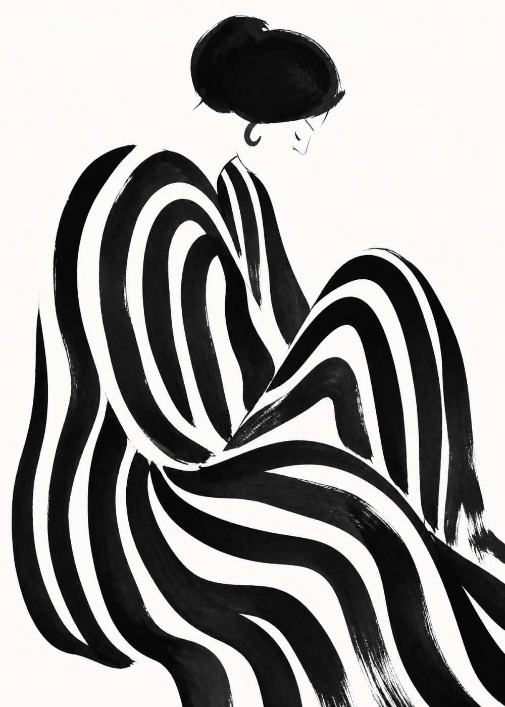 Striped Figure Canvas - Canvas / 80x120 cm