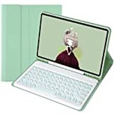 ZOMUN Tangentbordsfodral för iPad Air 4 (iPad Air 2020)/iPad Air 5 (iPad Air 2022), trådlöst Bluetooth-tangentbord och foliofodral i fuskläder med Apple-pennhållare