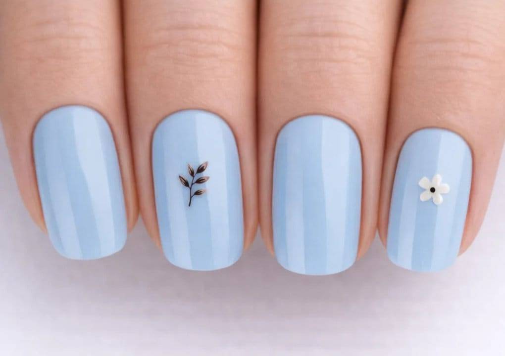 Blommiga Nail Stickers i Vitt & Ljusgult