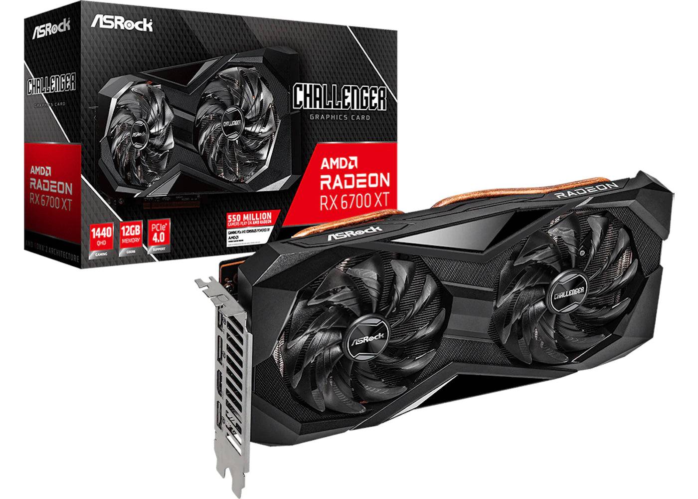 AMD ASROCK Radeon RX 6700 XT Phantom Challenger D 12GB OC Graphics Card (RX6700XT CLD 12G) - One Size (One Size)