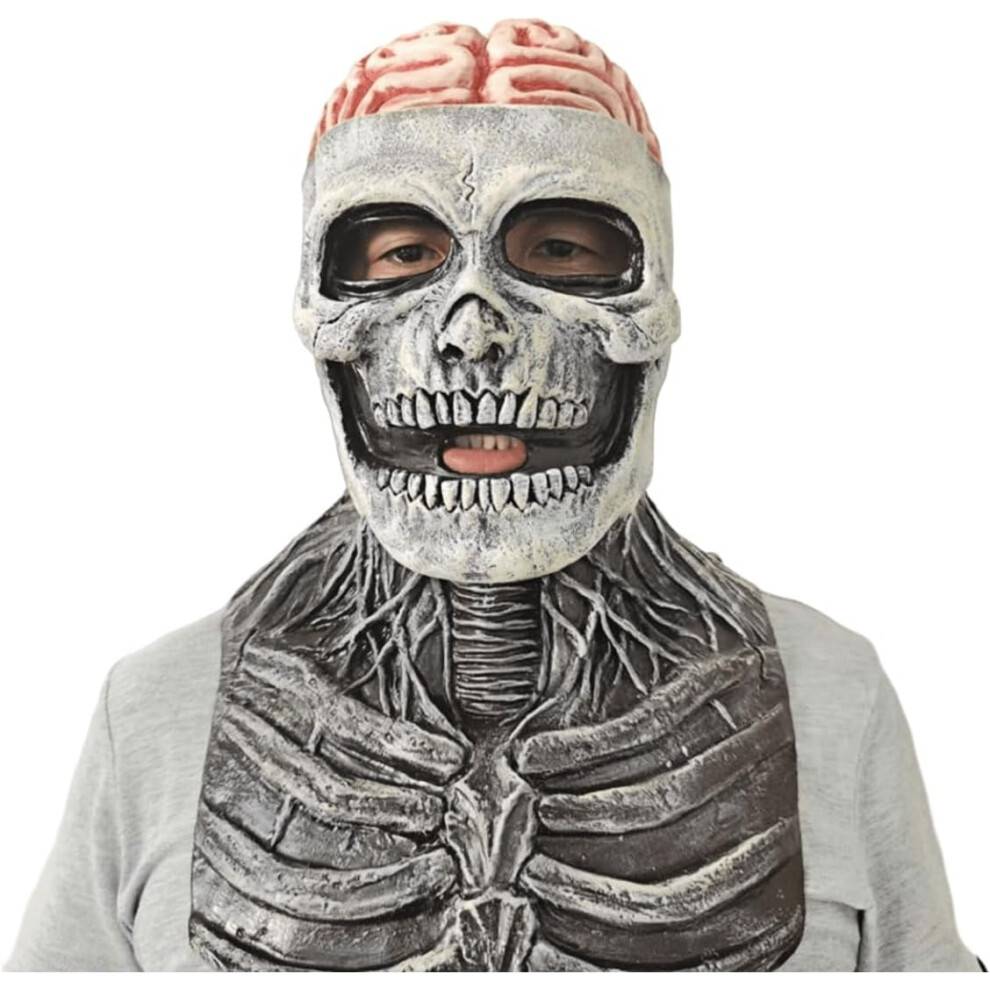 Realistisk Bevægelig Kæbe Skalle Maske til Voksne, Fuld Hoved Latex Skelet Kostume til Halloween