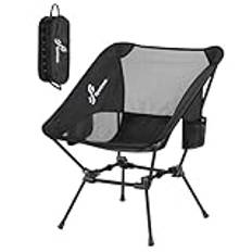Sportneer Vikbar lätt campingstol kompakt strand campingstol hopfällbar utomhusstol för camping vandring gräsmatta picknick utomhus resor, svart, 1