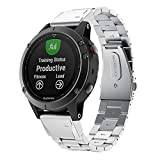 Garmin Fenix 5 Klockarmband, 22mm Rostfritt Stål Ersättningsband för Fenix 5/5 Plus/935/6/6 Pro/7/7 Solar/7 Sapphire Solar