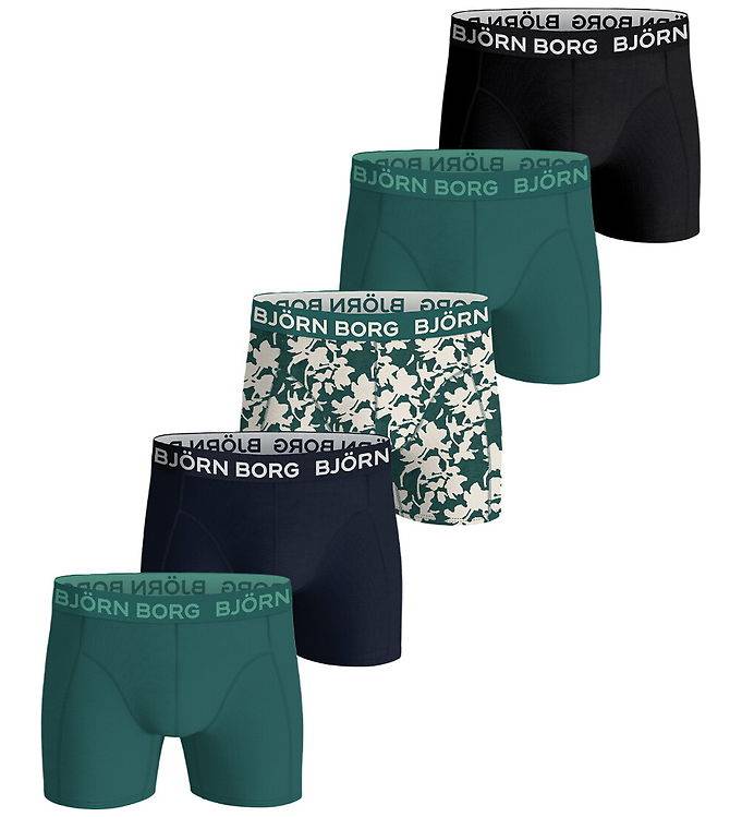 Björn Borg Boxershorts - 5-pack - Stretch - Grön/Blå/Svart/Beige - Björn Borg - 9-10 år (134-140) - Boxershorts