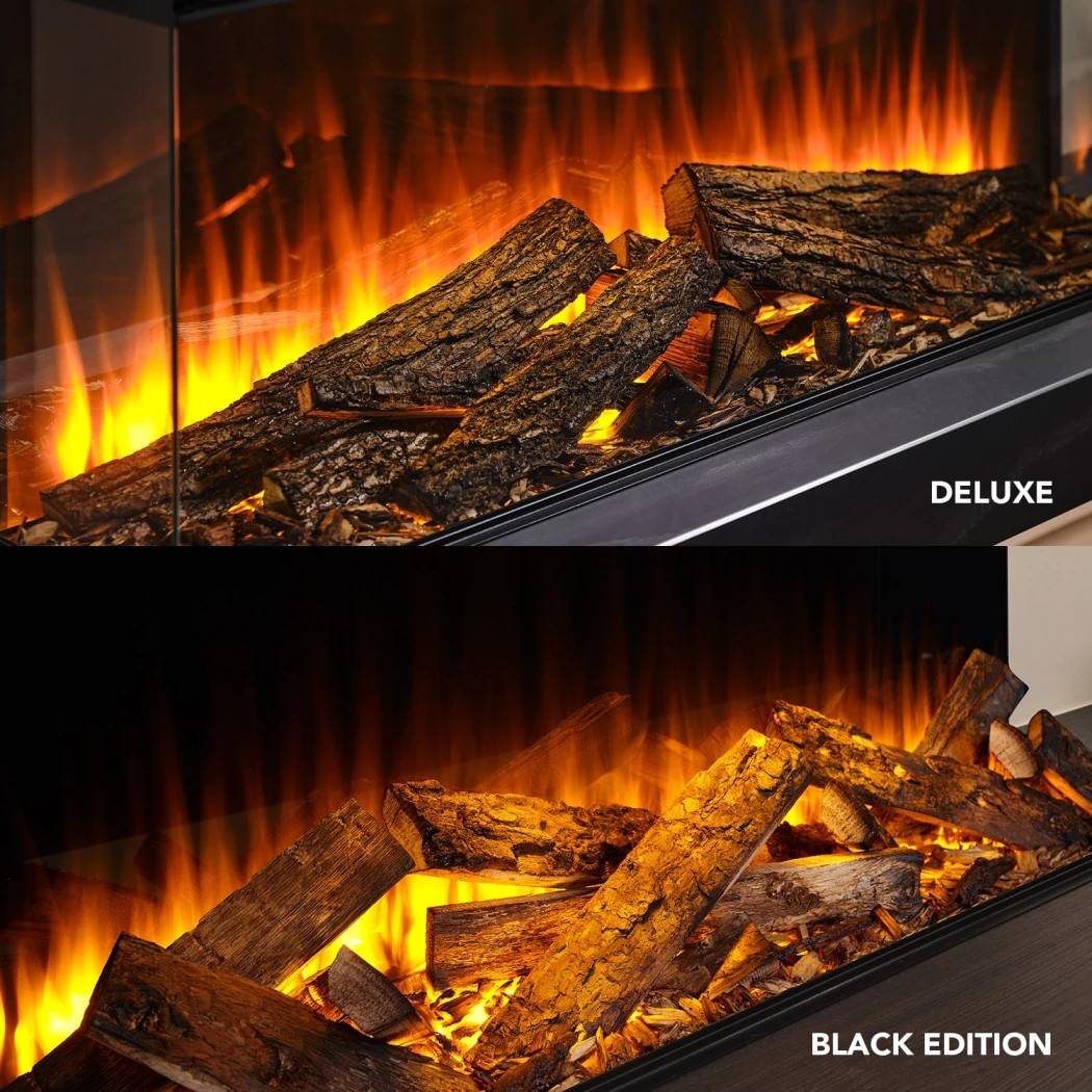 Holbury 1200 Elektrisk Pejseindsats af British Fires | Hvid Marmorfinish, Frontåbent Design, op til 1,5 kW Varmeeffekt