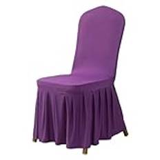 Superelastisk sillasskydd för restaurangen, sillas Bröllopsstolsöverdrag Festdekoration Spandex Med kjol Plisserad Använd Elastisk Stretch Matsal Födelsedag Hotell Bankett Gåva(Purple,6PCS)