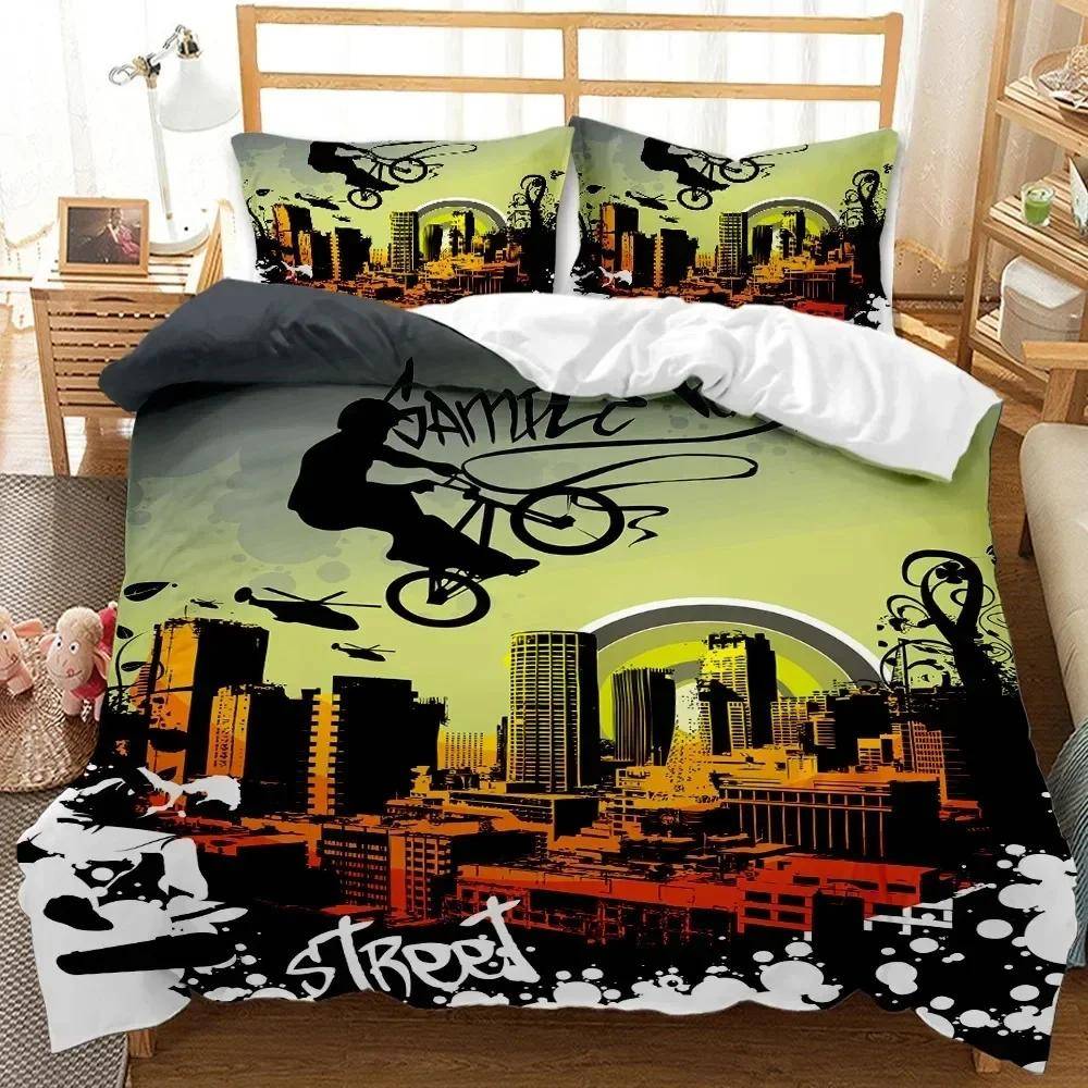 Motocrossförare Bäddset Extremsport Påslakan Barn Tonåringar Herr Motorcykel Täckeöverdrag Dirt Bike Polyester Påslakanset 70x133cm 2pcs