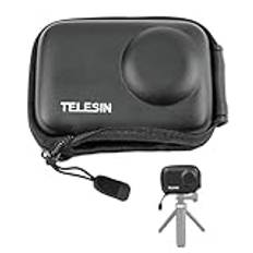 TELESIN° Mini-bärväska för DJI Osmo Action 5 Pro/4/3, resväska med halv dragkedja, väska stöder anslutning av selfie-pinne och stativ DJI Osmo Action 5 Pro/4/3 tillbehör, svart, minimalist