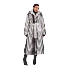 Cesare Gaspari, Kappa, Dam, M, Polyester, Vinter Faux Fur Bältad Lång Kappa