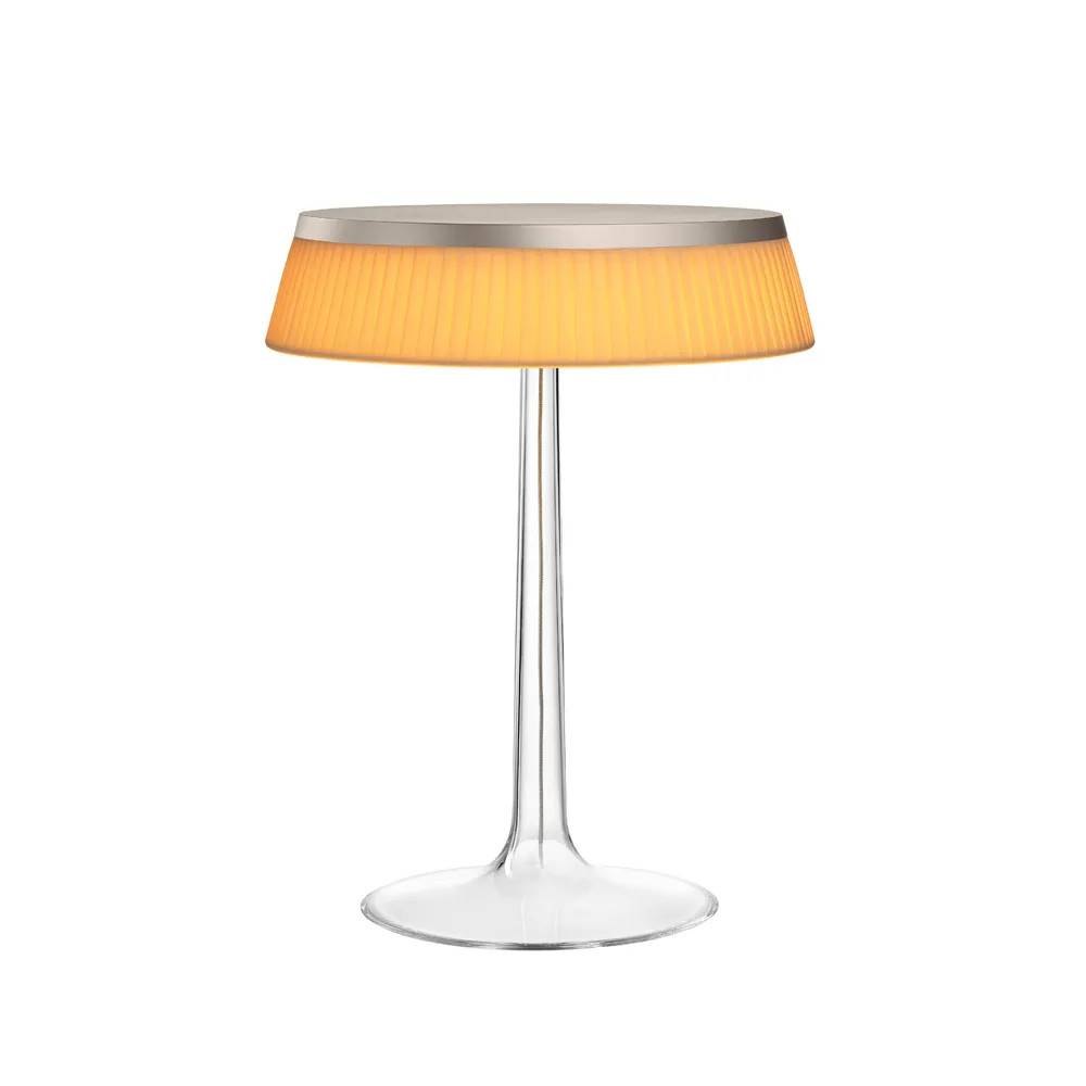 Flos Bon Jour T bordlampe Orange-stof skærm-mættekromeret.