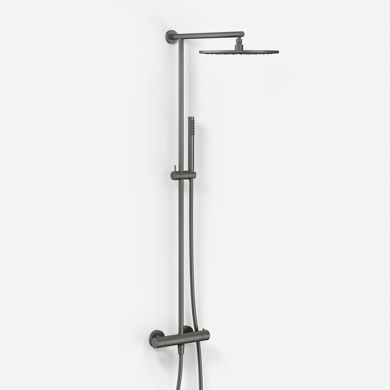 Semplice SRL10 S03 - Termostatsæt Rain DeLuxe RHB30 Ø30 cm PVD Matt Gun Metal Brusearmatur - fra Bad&Stil.