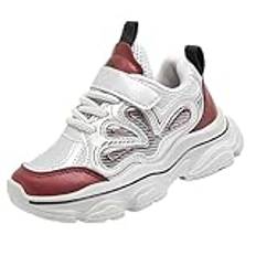 IQYU Unisex barn vandringsskor, ventilerande sportskor, pojke, flicka, joggingskor, lediga barnskor, lätta löparskor, barn, mjuka sulor, inomhusskor, sneakers, platta skor, silver, 37 EU