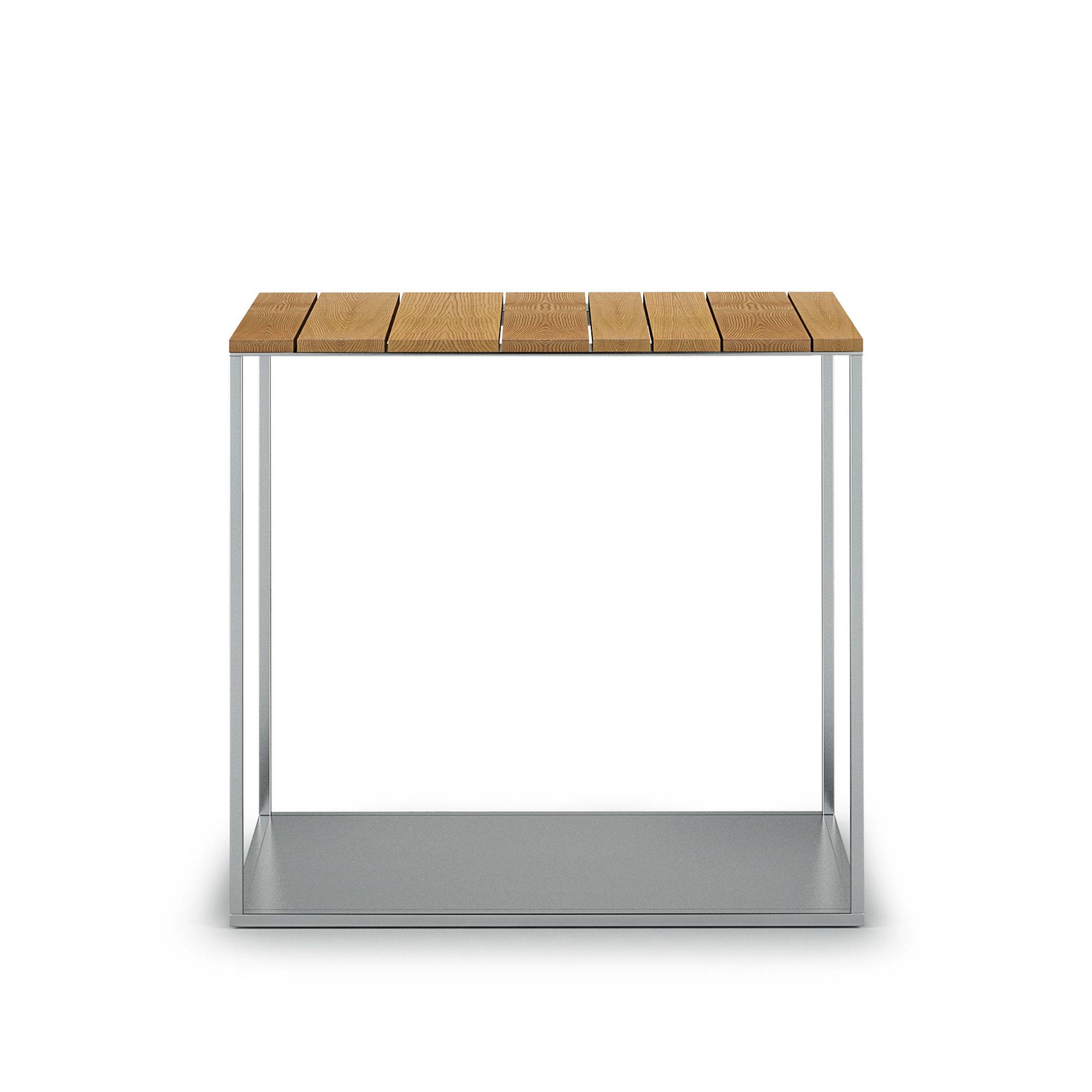 Röshults - York Sidetable Frame, Brushed Stainless Steel, Teak Top - Småbord & Sidobord utomhus - Broberg & Ridderstråle - Brun - Metall/Trä