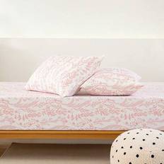 1pc Soft Fitted Sheet - Slightly Deeper Pocket Mattress Protector (35cm / 14in Deep) - Deep Modern Floral Mattress Cover & Bed Pad Cover For All Bed S - Pink - Multi-size