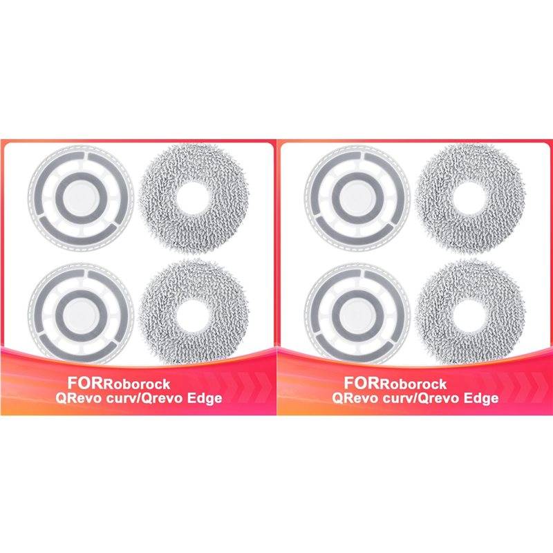 B82B-4X Mop Cloths With Replacement Holder,For Roborock Qrevo Curv/Qrevo Edge Robot Vacuum Cleaner Replacement Parts