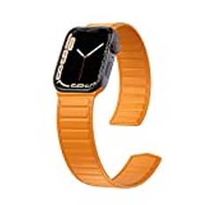 Kompatibelt med Apple Watch-armband Ultra 49 mm, 45 mm, 41 mm, 44 mm, 42 mm, 40 mm, 38 mm, slinga, magnet, läder, länk, loop-reservarmband, klockarmband, magnetiskt läderarmband för iWatch Series 8/SE/SE2/7/6/5/4. Herrar, Mohn, 41MM/40MM/38MM