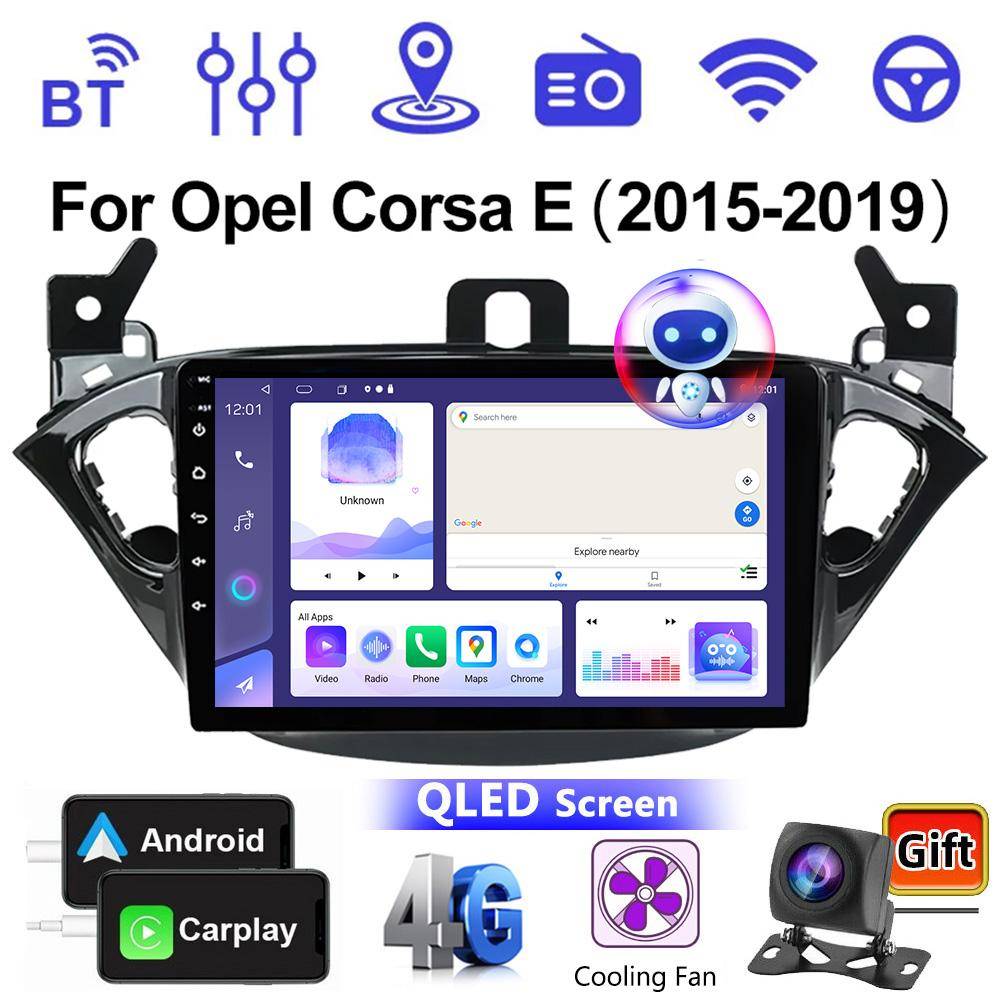 9'' 2DIN För Opel Corsa 2015-2019/Opel Adam 2013-2016 Bil GPS Multimedia Spelare Bilradio Carplay Android Auto